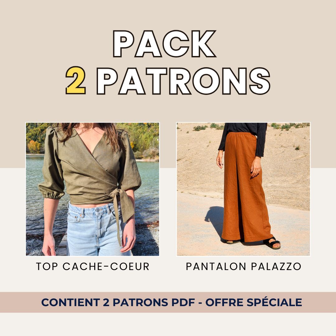 Pack Tenue : Top Cache-Cœur + Pantalon Palazzo (Patrons PDF) – Image 1