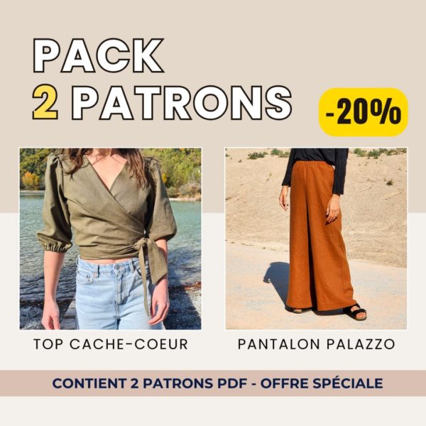 Pack Tenue : Top Cache-Cœur + Pantalon Palazzo (Patrons PDF)